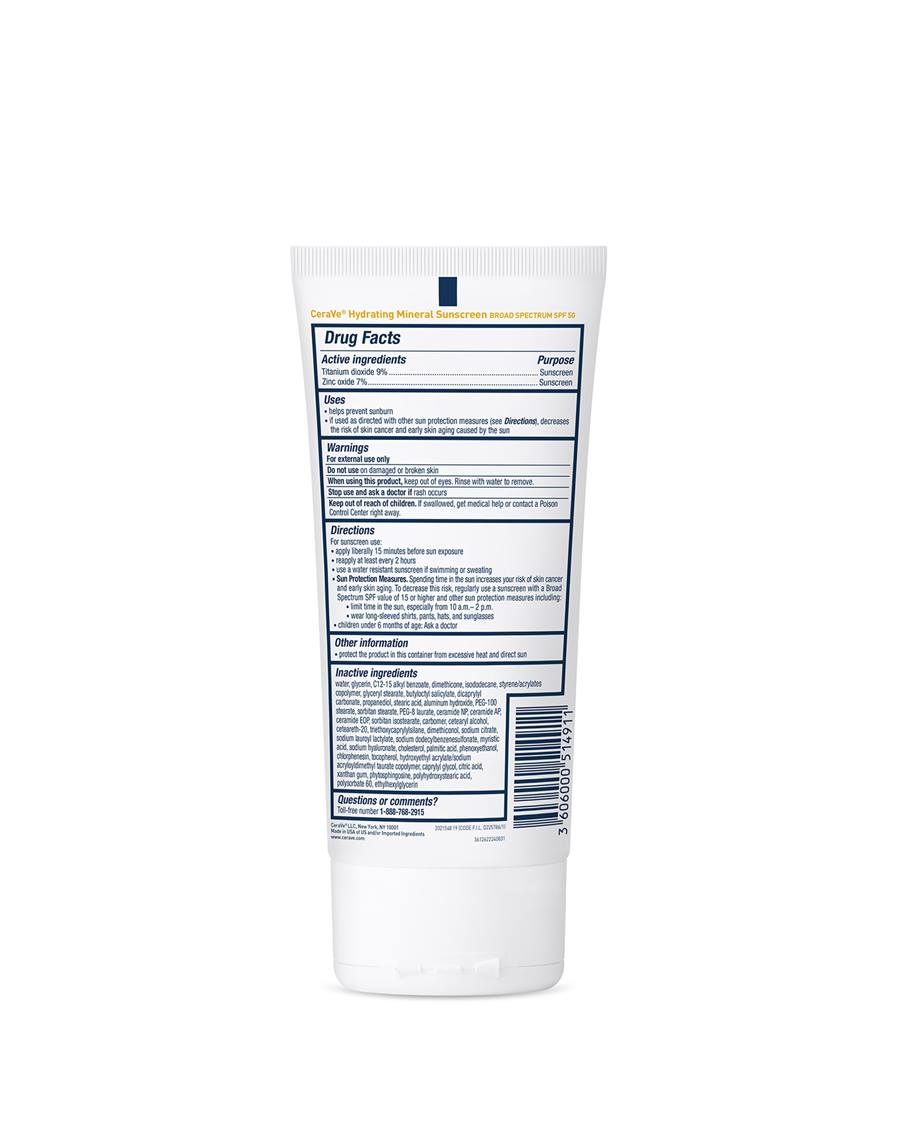 CeraVe Hydrating 100% Mineral Sunscreen Body Lotion - SPF 50